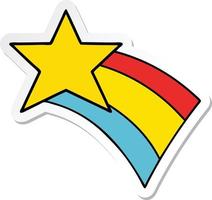 sticker of a cute cartoon shooting rainbow star vector