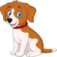 Cartoon cute dog wearing a red collar vector