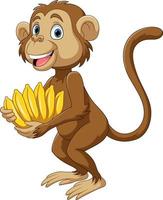 pequeño mono de dibujos animados con plátano vector