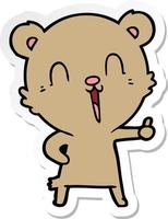 sticker of a happy laughing cartoon bear vector