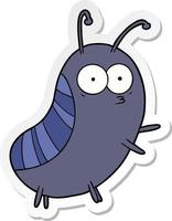 sticker of a funny cartoon beetle vector