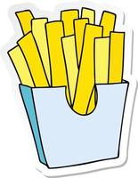 sticker of a quirky hand drawn cartoon french fries vector