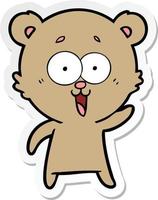 sticker of a laughing teddy  bear cartoon vector