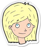 sticker of a cartoon happy female face vector