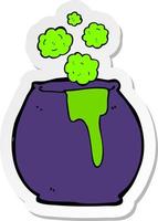 sticker of a cartoon cauldron vector