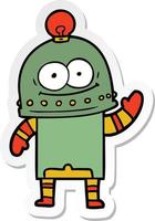 sticker of a happy carton robot with light bulb vector