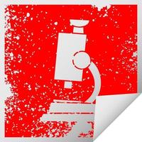 distressed square peeling sticker symbol science microscope vector