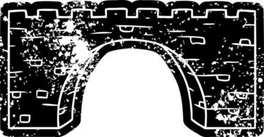 grunge icon drawing of a stone bridge vector