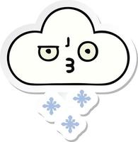 pegatina de una linda nube de nieve de dibujos animados vector