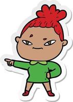 sticker of a cartoon woman vector