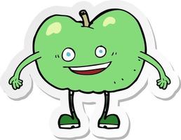 sticker of a cartoon happy apple character vector