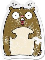 distressed sticker of a cartoon shocked ground hog vector