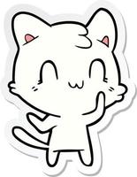 sticker of a cartoon happy cat vector