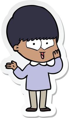 sticker of a cartoon happy boy