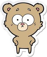 sticker of a surprised bear cartoon vector