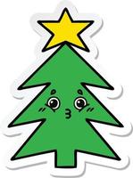 sticker of a cute cartoon christmas tree vector