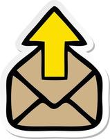 sticker of a cute cartoon envelope with arrow vector