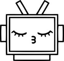 line drawing cartoon robot head vector