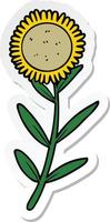 sticker of a cartoon sunflower vector