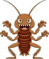 Cartoon scary cockroach on white background vector