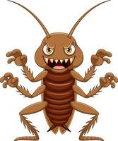 Cartoon scary cockroach on white background vector