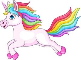 Cartoon rainbow unicorn isolated on white background