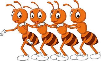 Cartoon line of worker ants vector