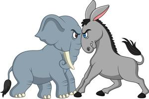 American politics - Democratic donkey versus Republican elephant vector