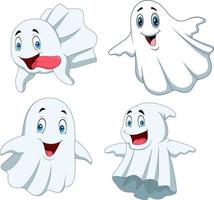 Cartoon funny ghost collection set vector