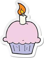 sticker of a cartoon birthday cupcake vector