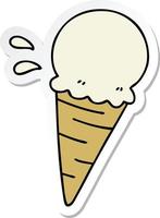 sticker of a quirky hand drawn cartoon vanilla ice cream vector