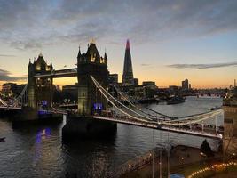 A view of Tower Bridge in London in the evening photo