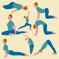 mujer haciendo yoga vector