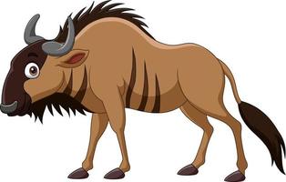 Cute wildebeest cartoon isolated on white background vector