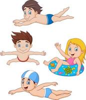 conjunto de colección de natación para niños vector