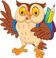 Cartoon owl with backpack vector