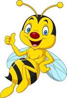 Cartoon happy bee giving thumbs up vector