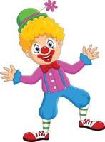 Cartoon happy clown waving hand vector