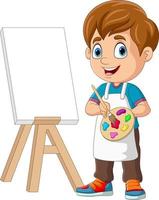 niño de dibujos animados pintando sobre fondo blanco