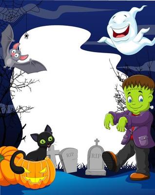 Cartoon halloween background with blank space