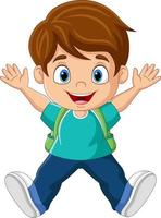 Cartoon happy school boy posing vector