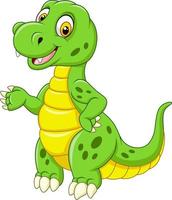 Cartoon funny green dinosaur vector