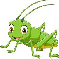 Cartoon happy grasshopper vector