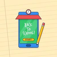 Back to school online class learning from home mobile smart phone application vector illustration