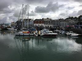 Padstow in Cornwall in August 2020. A view of Padstow Harbour showing all the fishing boats photo