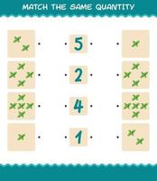 Match the same quantity of mint leaf. Counting game. Educational game for pre shool years kids and toddlers vector