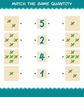 Match the same quantity of mint leaf. Counting game. Educational game for pre shool years kids and toddlers vector