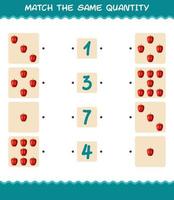 Match the same quantity of bell pepper. Counting game. Educational game for pre shool years kids and toddlers vector