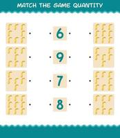 Match the same quantity of crookneck squash. Counting game. Educational game for pre shool years kids and toddlers vector