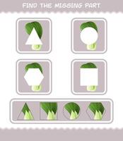 combinar partes de bok choy de dibujos animados. juego de correspondencias. juego educativo para niños y niños pequeños en edad preescolar vector